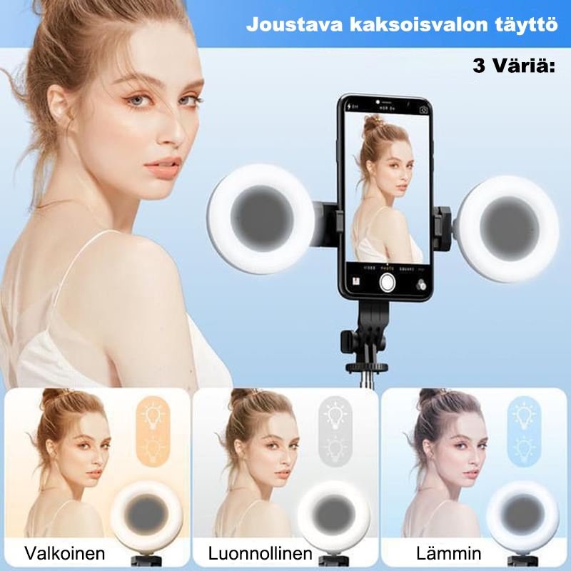 6-in-1 Selfie-tikku Täytevalolla