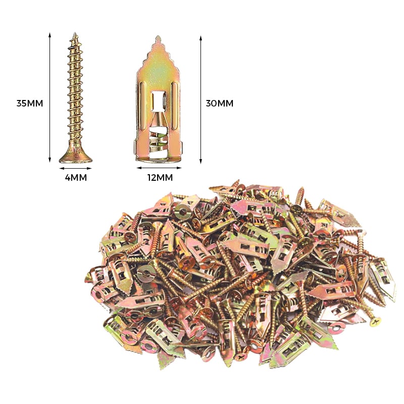 Kipsilevyn kiinnitysankkurit + Korkean lujuuden sinkkiruuvit (100 kpl)