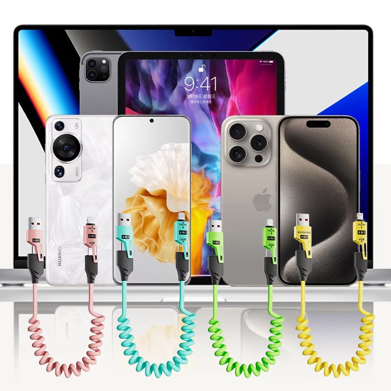 Jousivenytettävä 4 in 1 65W Pikalatausdatakaapeli