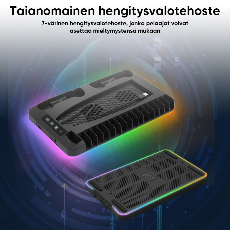 Lataustelakka Jäähdytysalustalla Kahdelle PS5-Ohjaimelle