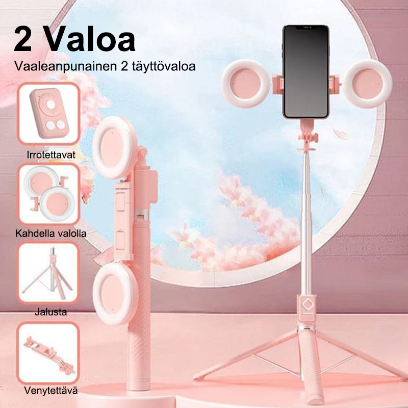 6-in-1 Selfie-tikku Täytevalolla