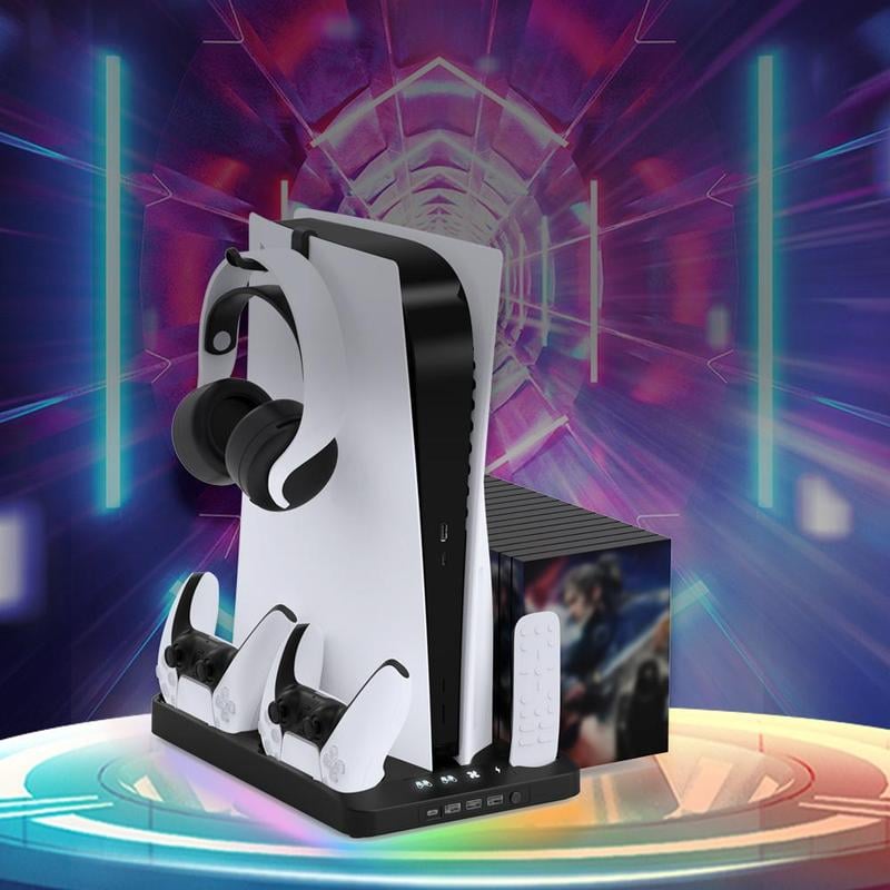 Lataustelakka Jäähdytysalustalla Kahdelle PS5-Ohjaimelle