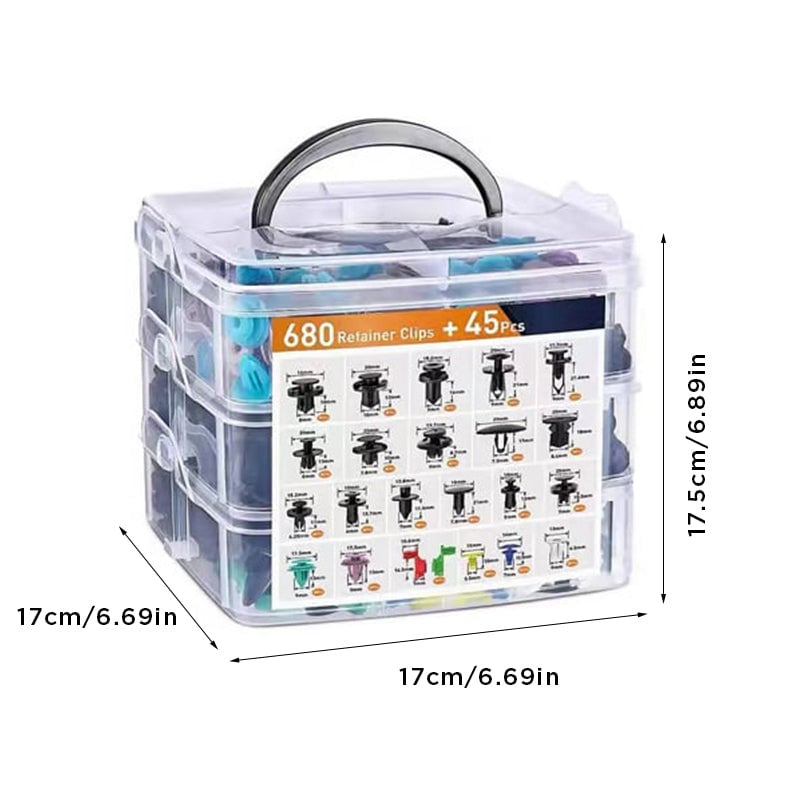 725 kpl auton kiinnitysklipsejä ja kiinnikkeiden irrotustyökalu