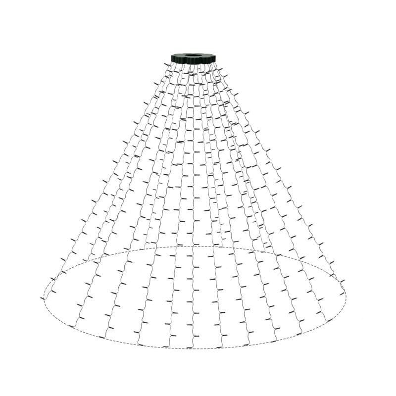 Joulukuusi vesiputousvalot renkaalla