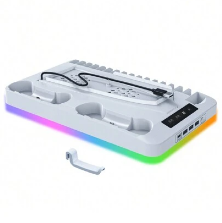 Lataustelakka Jäähdytysalustalla Kahdelle PS5-Ohjaimelle