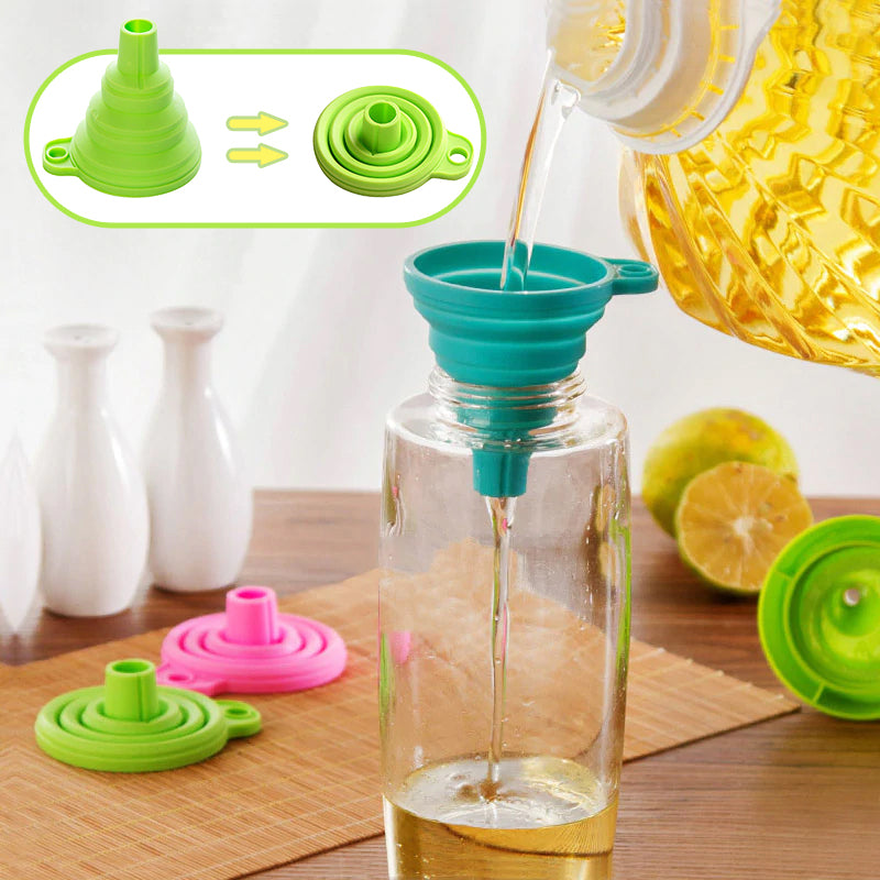 Keittiön taitettava silikonisuppilo