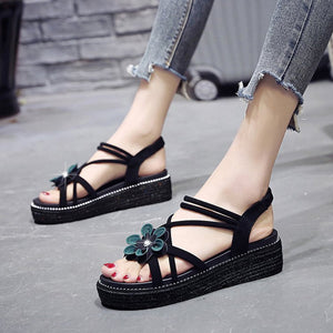 floral platform sandals