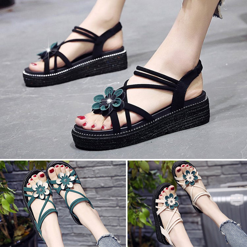 floral platform sandals