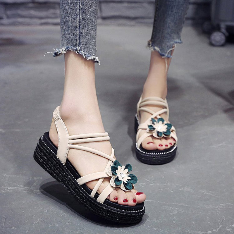 floral platform sandals
