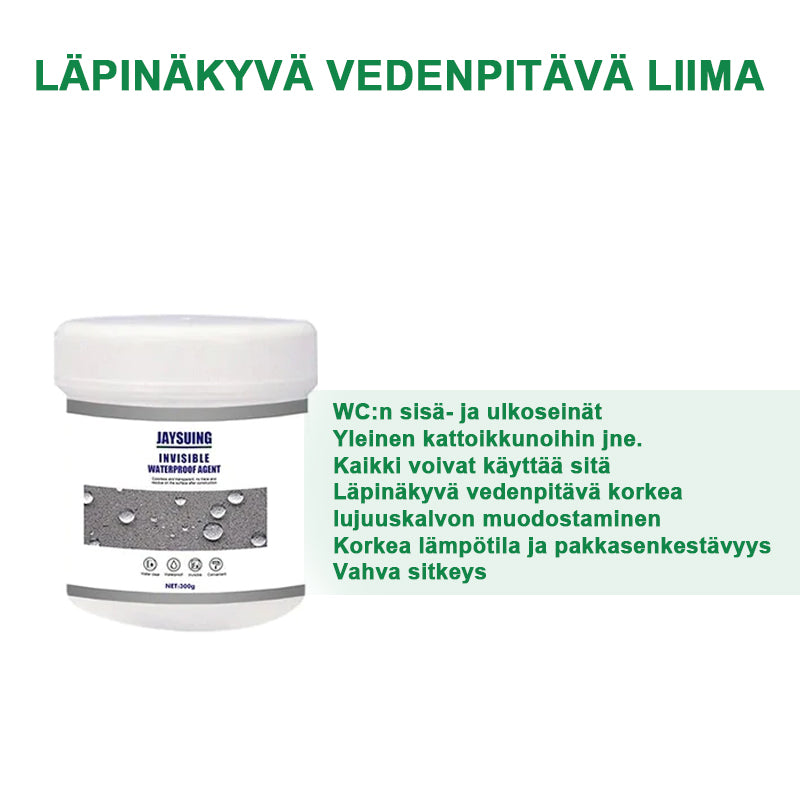 Läpinäkyvä vedenpitävä pinnoiteaine