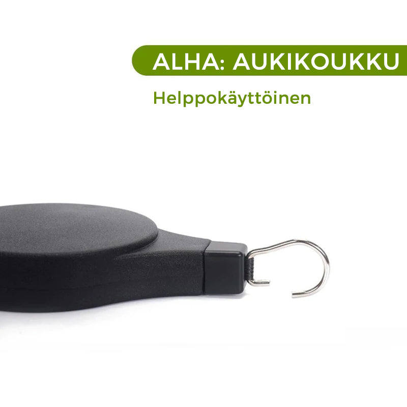 Sisäänvedettävä koukku puutarhakoriin Ruukut, lintujen syöttölaite