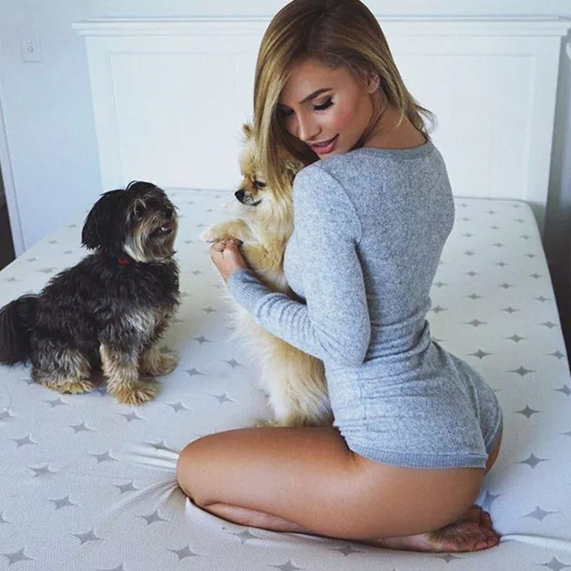 Seksikäs bodycon v-kaula bodysuit