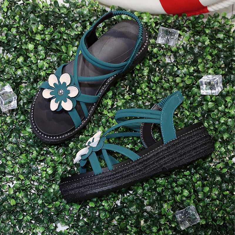 floral platform sandals