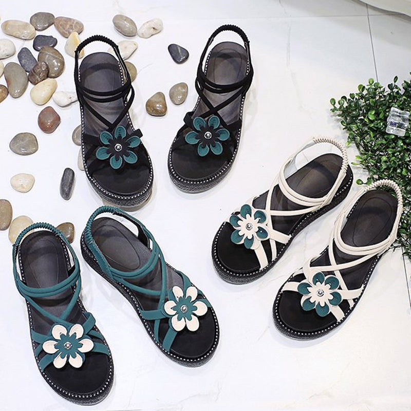 floral platform sandals