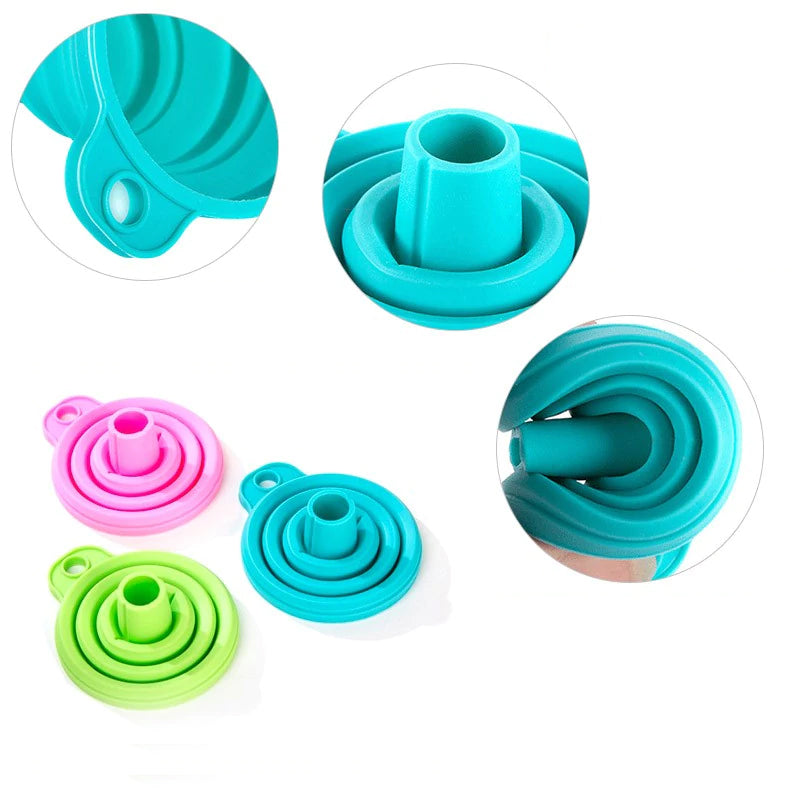 Keittiön taitettava silikonisuppilo