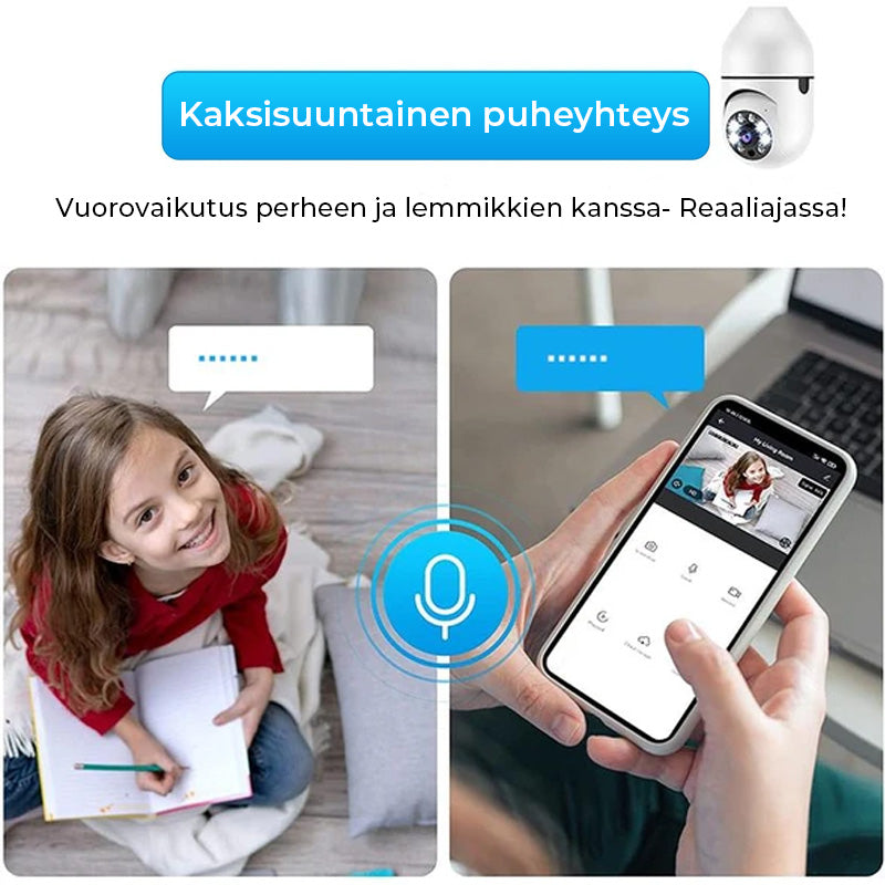 WLAN-valvontakamera, lampunkantaan asennettava