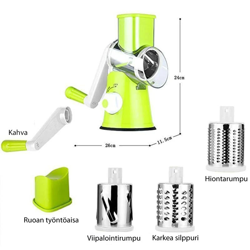 Monikäyttöinen vihannesleikkuri ja viipalointilaite