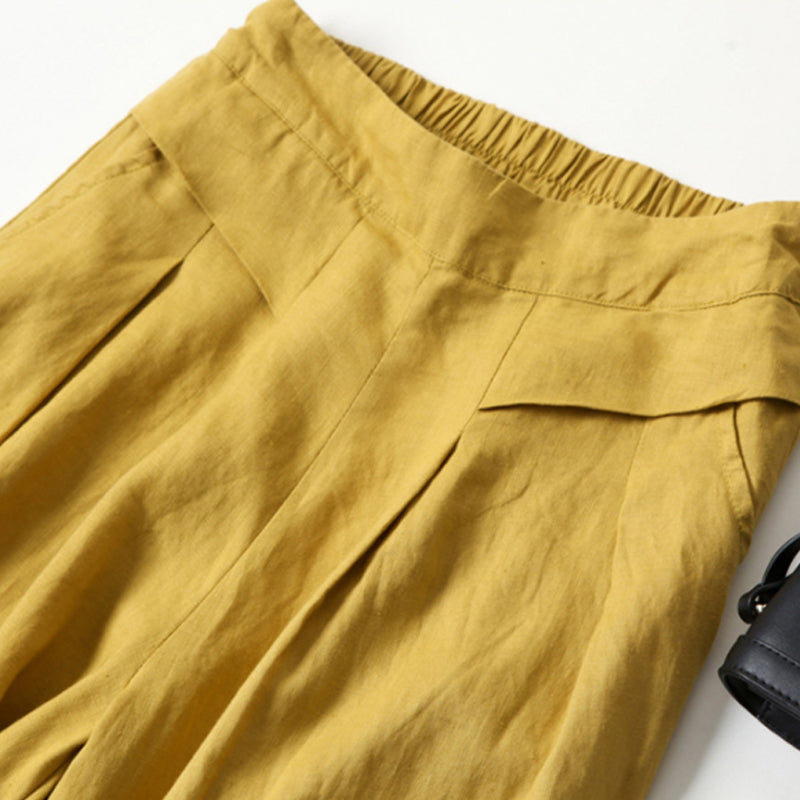 Naisten Leveälahkeiset Puuvilla Pellava Housut