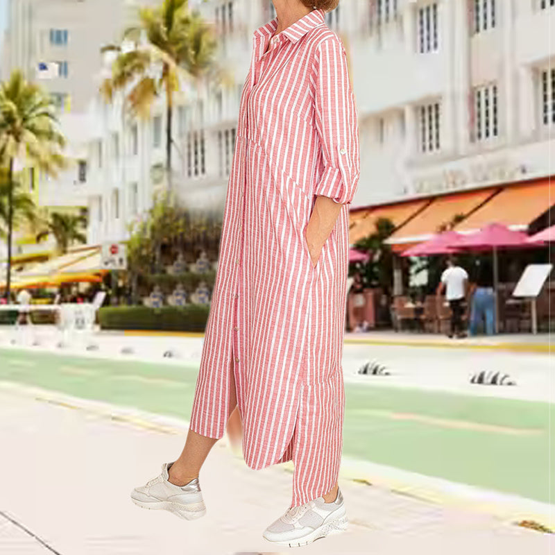 Raidallinen paitamekko