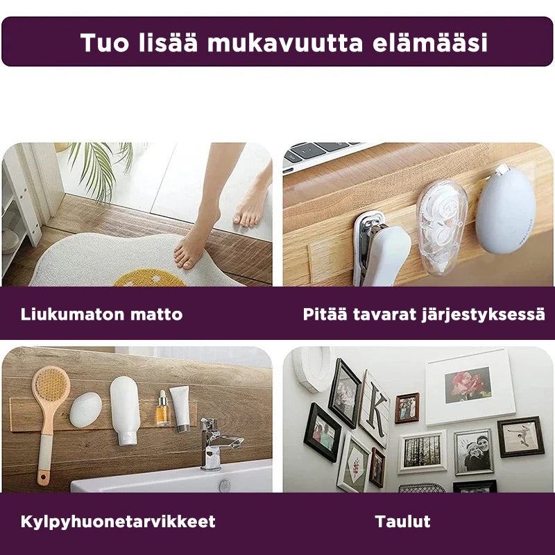 Kaksipuolinen teippi, monikäyttöinen ja uudelleenkäytettävä