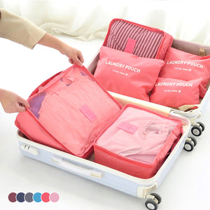 6-osainen kannettava matkatavaroiden pakkauskuutiosetti