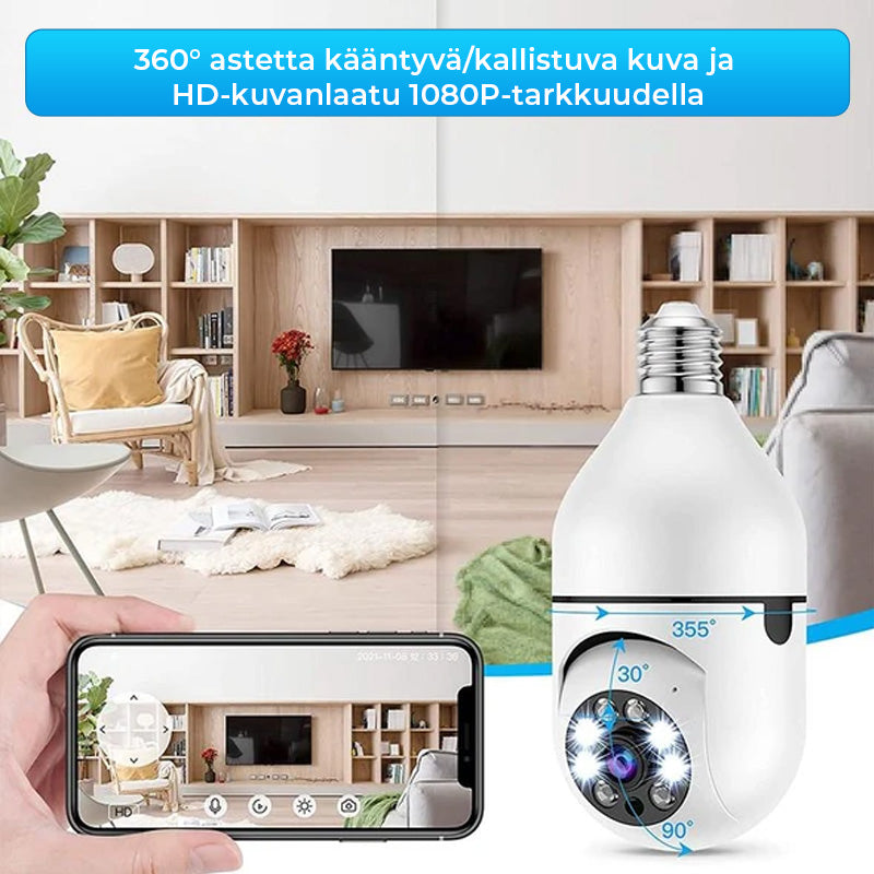 WLAN-valvontakamera, lampunkantaan asennettava