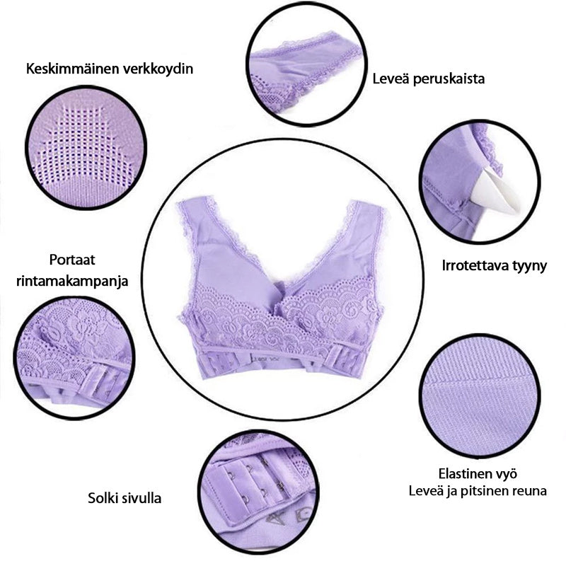 Kaarituettomat ristisolki-pitsihihnarintaliivit