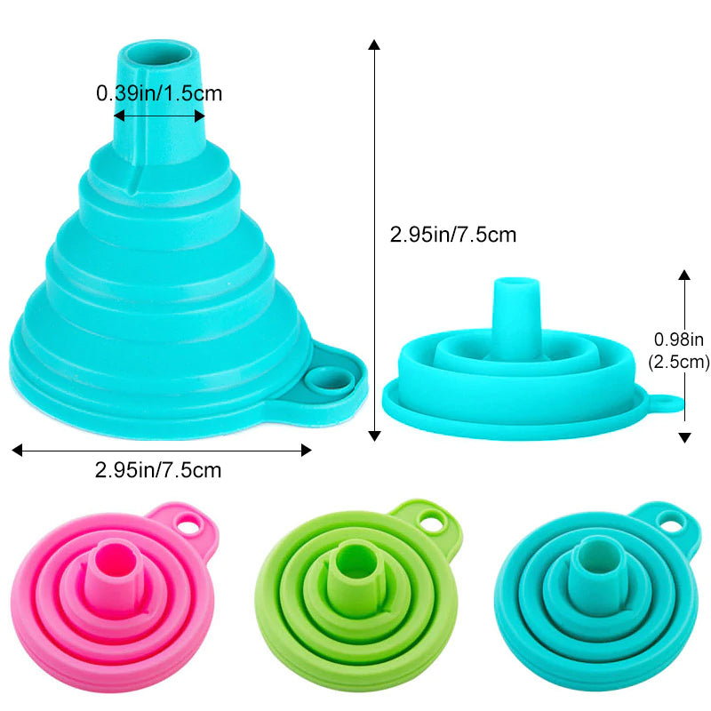 Keittiön taitettava silikonisuppilo