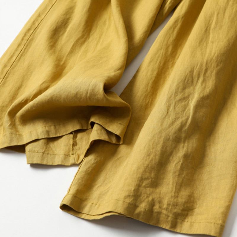 Naisten Leveälahkeiset Puuvilla Pellava Housut