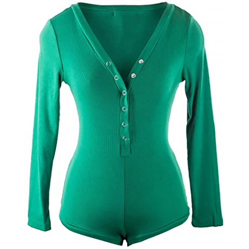 Seksikäs bodycon v-kaula bodysuit