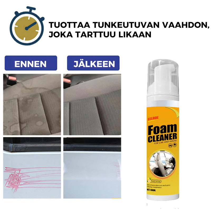 Vaahtomainen autonpuhdistussuihke