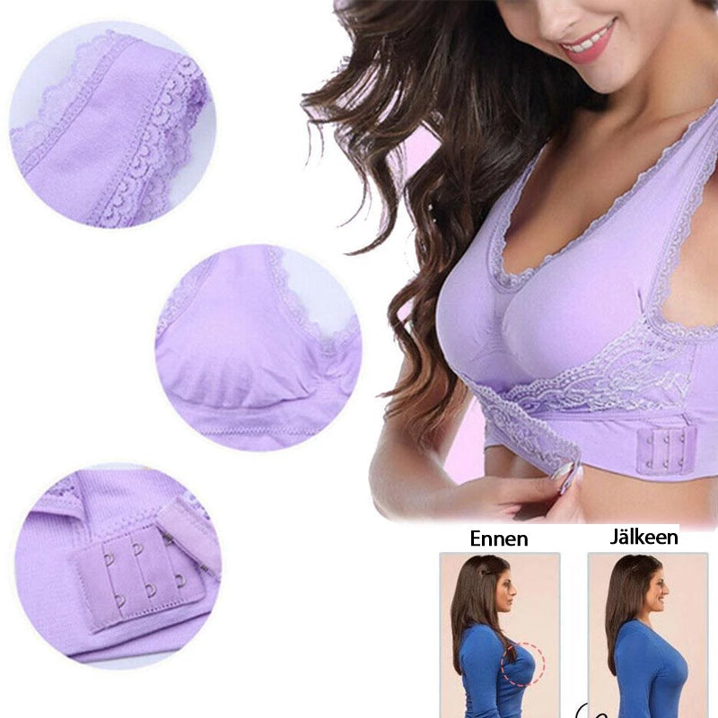 Kaarituettomat ristisolki-pitsihihnarintaliivit