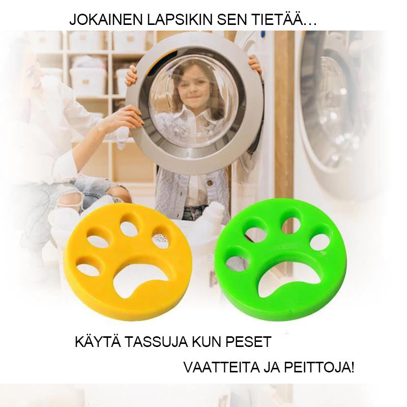 Eläinkarvojen siepparitassu pesukoneeseen