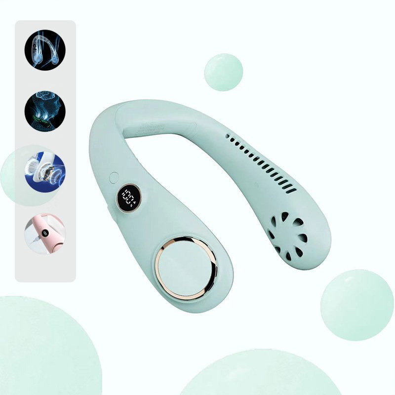 2023 Uusi kannettava kaulatuuletin digitaalisella näytöllä