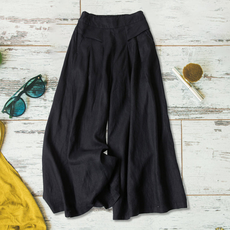 Naisten Leveälahkeiset Puuvilla Pellava Housut