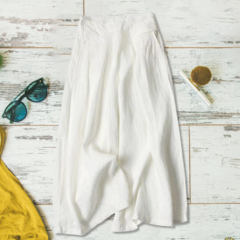 Naisten Leveälahkeiset Puuvilla Pellava Housut