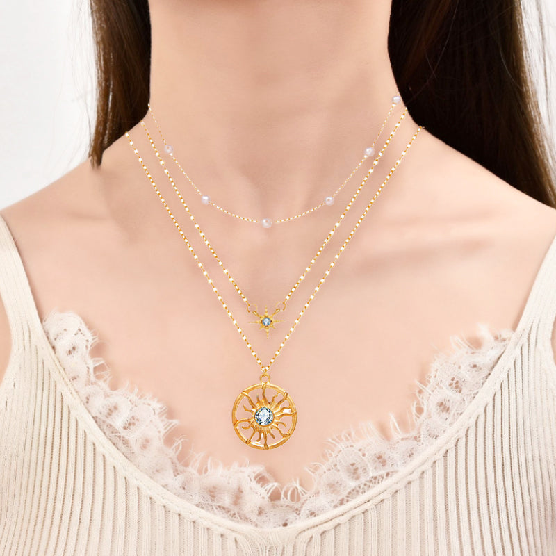 Monikerroksinen geometrinen timanttikaulakoru