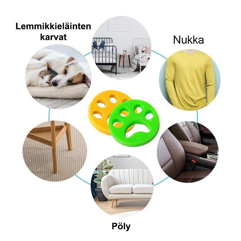 Eläinkarvojen siepparitassu pesukoneeseen