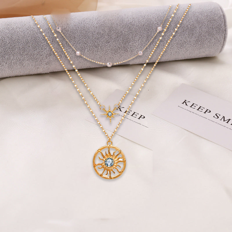 Monikerroksinen geometrinen timanttikaulakoru