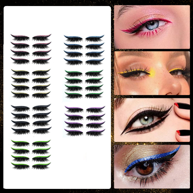 Uudelleenkäytettävät Tekoripsi ja Eyeliner-tarrat  (4 paria)