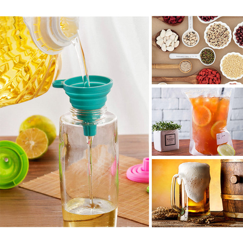 Keittiön taitettava silikonisuppilo