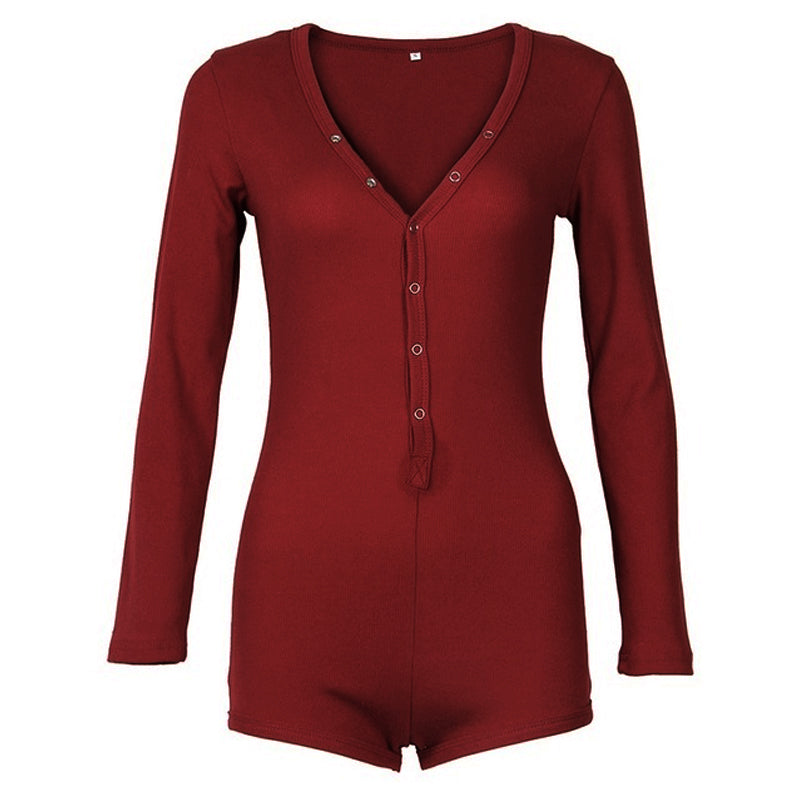 Seksikäs bodycon v-kaula bodysuit