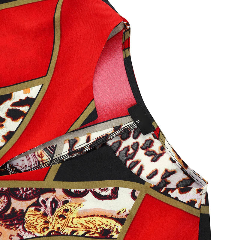 Pitkähihainen väljä v-kaula printtimekko