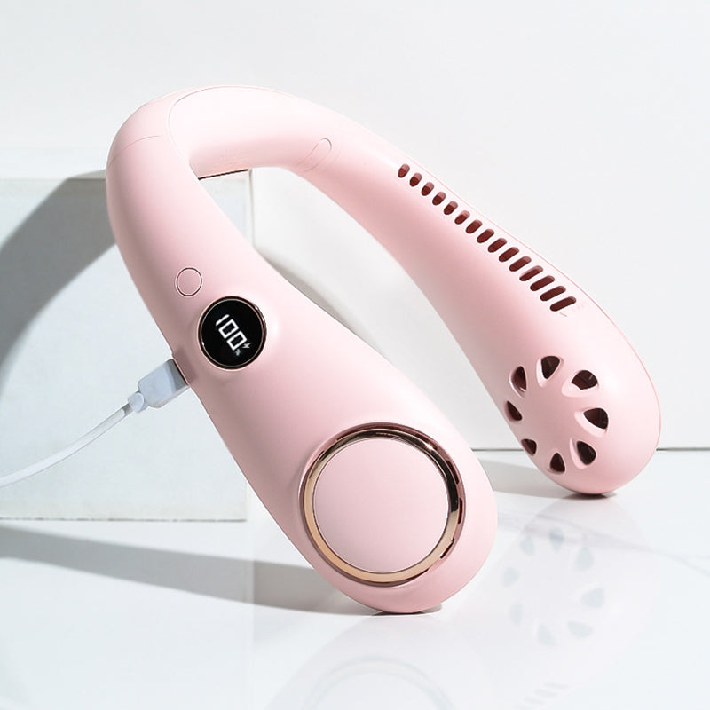 2023 Uusi kannettava kaulatuuletin digitaalisella näytöllä