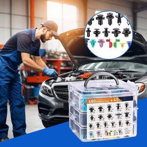 725 kpl auton kiinnitysklipsejä ja kiinnikkeiden irrotustyökalu