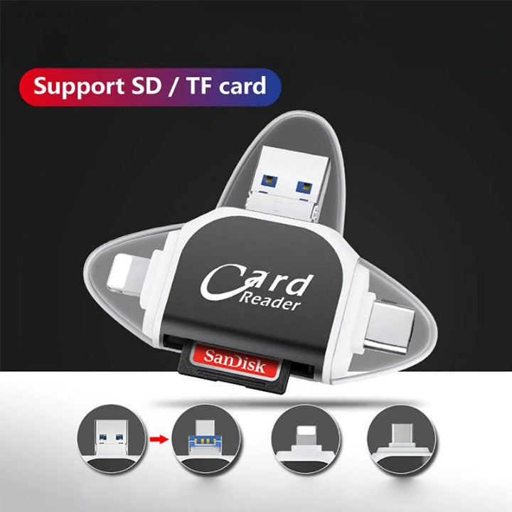 Multi-Port 4 in1 Universal SD TF Card Reader