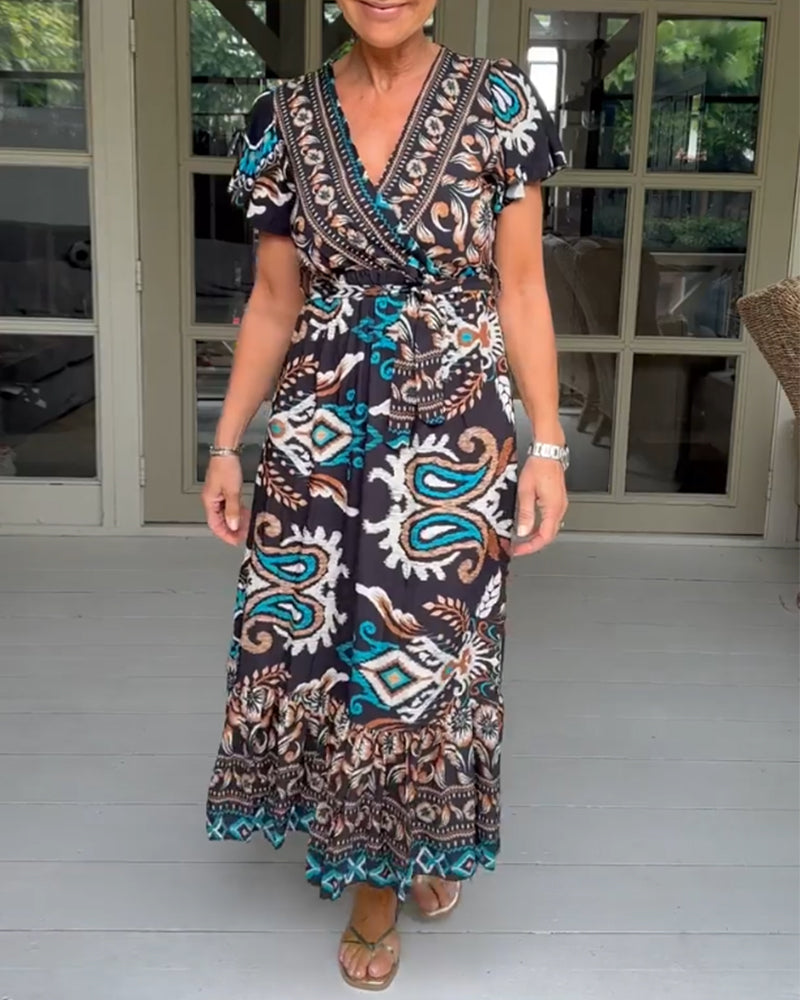 Kleid mit V-Ausschnitt und Paisley-Print