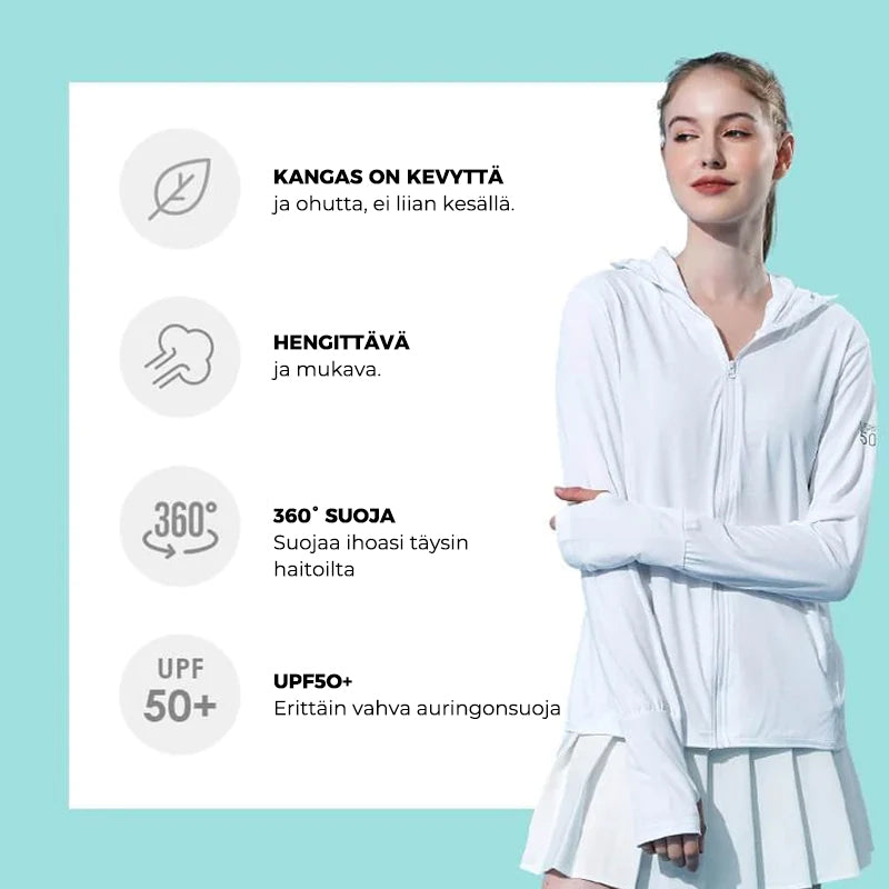 Kevyt UV -auringonsuoja huppari