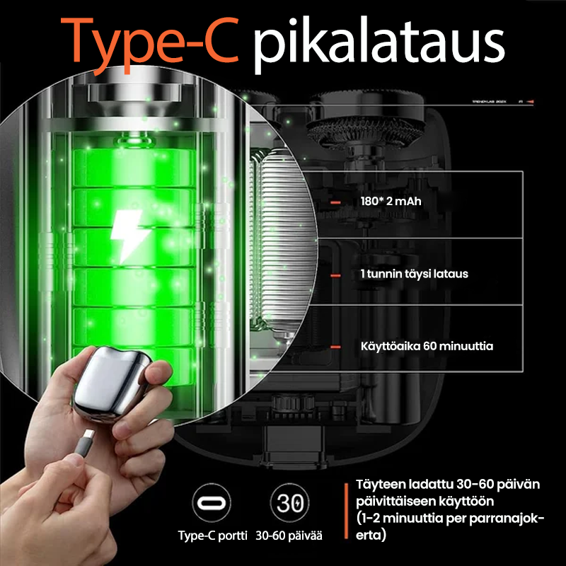 Ladattava Vedenpitävä Kompakti Sähköinen Partakone Kotiin, Autoon, Matkustamiseen