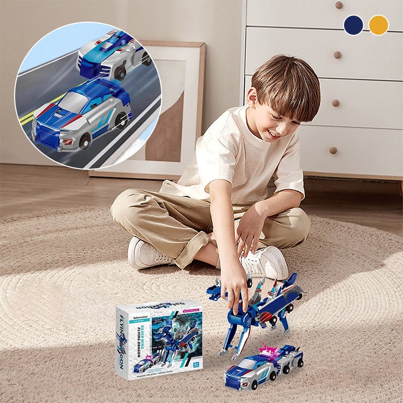 2-in-1 Magneettinen Auto, joka muuntautuu lentäväksi lohikäärmeeksi ja yksisarviseksi